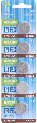 Baterie lithiové, 5ks, 3V (CR2032) EXTOL ENERGY