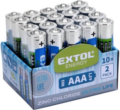 Baterie zink-chloridové, 20ks, 1,5V AAA (R03) EXTOL ENERGY