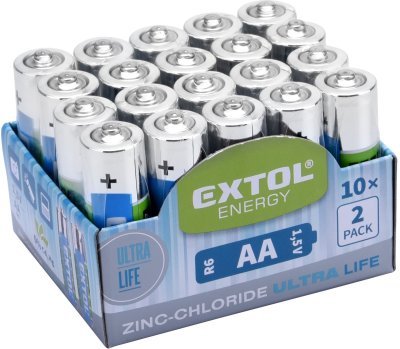Baterie zink-chloridové, 20ks, 1,5V AA (R6) EXTOL ENERGY