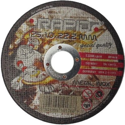 Kotouč řezný na kov, nerez, 125x1x22,2mm RAPID M08249