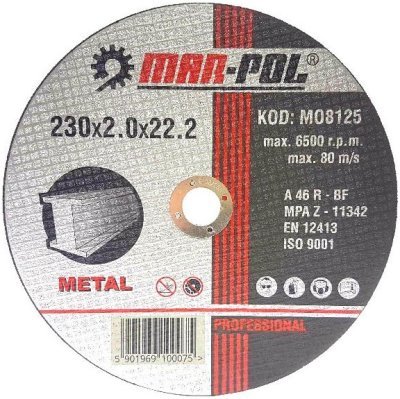 Kotouč řezný na ocel, nerez, 230x2,0x22,2mm MAR-POL M08125