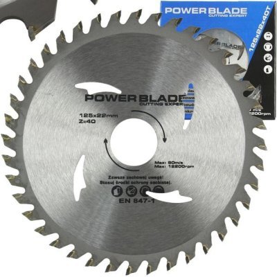 Kotouč pilový s SK plátky (vidiový), 125x40Tx22,2mm POWER BLADE M09051