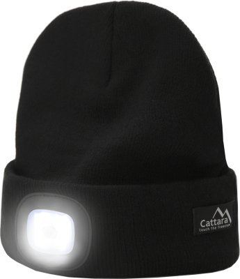 Čepice BLACK s LED svítilnou USB nabíjení Cattara