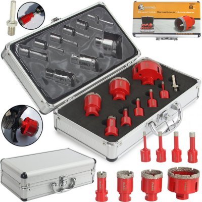 Korunkový vrták diamantový, sada, 6, 8, 10, 12, 20, 35, 45, 68 mm MAR-POL M22594