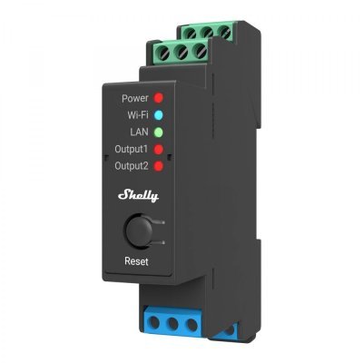Shelly Pro 2 - spínací modul 2x16A, Wi-Fi, LAN, Bluetooth, na DIN lištu