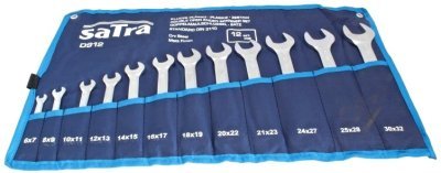 Ploché klíče otevřené 6x7 - 30x32 mm, dvoustranné, sada 12 ks - SATRA D912