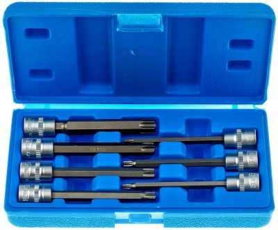 Zástrčné hlavice TORX 3/8", rozměry T25 - T60, prodloužené 110 mm, sada 7 ks - SATRA S-SLS738