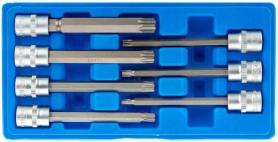 Zástrčné hlavice TORX 3/8", rozměry T25 - T60, prodloužené 110 mm, sada 7 ks - SATRA S-SLS738