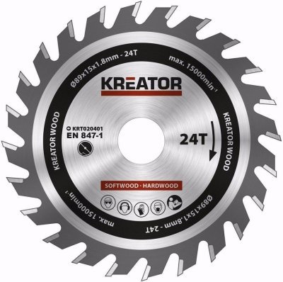 Pilový kotouč na dřevo 89mm, 24T Kreator KRT020401