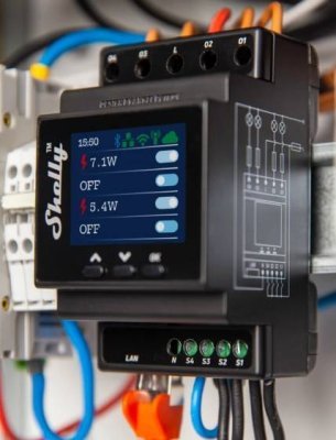 Shelly Pro 4PM - spinací modul na DIN lištu, Wi-Fi, Bluetooth, LAN, 4x16A