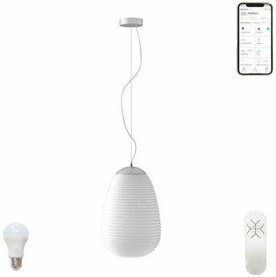 Immax NEO COCONO - závěsný lustr bílé sklo 24x34cm včetně Smart zdroje E27 RGBW Zigbee 3.0
