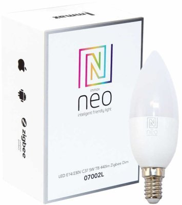 Immax NEO Smart - žárovka LED E14 5W teplá bílá, stmívatelná, Zigbee 3.0