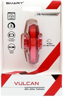Blikačka zadní SMART Vulcan USB s 28 integrovanými LED, dobíjecí