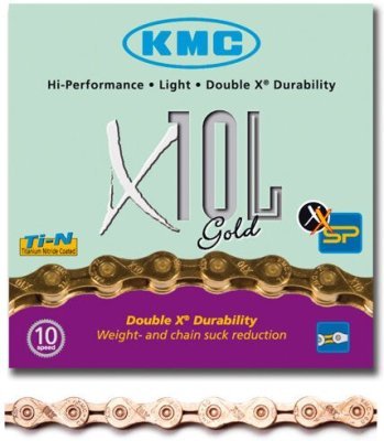 Řetěz KMC X-10 Extra Light zlatý v krabičce 114 čl.