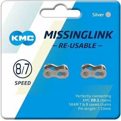 Spojka řetězu KMC 7-8 speed EPT povrch, šedý 7,1 mm, blistr 2 ks