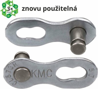 Spojka řetezu KMC 6/7/8 speed EPT povrch, šedý, baleno po 5 kusech, cena za balení