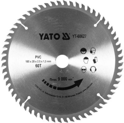 Kotouč na PVC 185 x 20 mm 60z Yato YT-60627