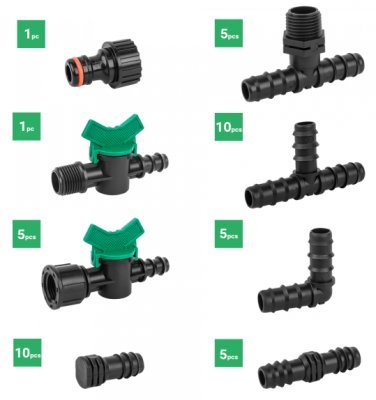 Sada 42ks příslušenství pro zavlažovací hadice 16mm BRADAS DSWA20-SET2