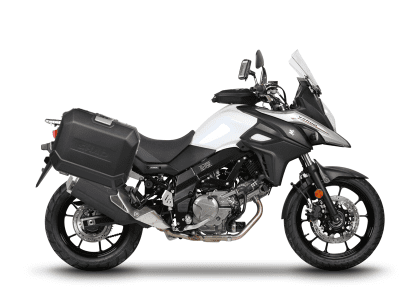 Kompletní sada bočních černých hliníkových kufrů SHAD 130.kitTERRAside-26B TERRA BLACK 47L/47L , včetně montážní sady SHAD SUZUKI DL 650 V-Strom