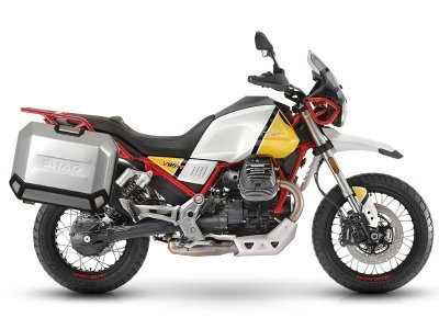 Kompletní sada bočních hliníkových kufrů SHAD 130.kitTERRAside-7 TERRA 36L/47L, včetně montážní sady SHAD MOTO GUZZI V 85 TT