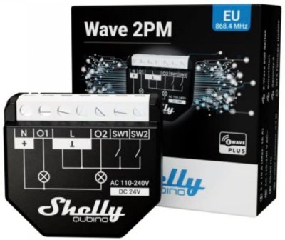 Shelly Qubino Wave 2PM - spínací modul s měřením spotřeby 2x 10A, Z-Wave