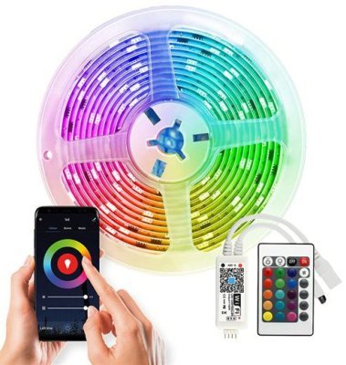 Solight Wi-Fi Smart LED světelný pás, RGB, 5m, sada s adaptérem a dálkovým ovladačem