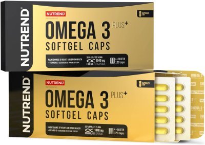 Nutrend OMEGA 3 PLUS SOFTGEL CAPS, obsahuje 120 kapslí