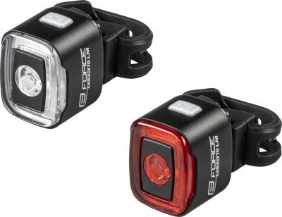 Blikačky sada FORCE FLEA 200 LM, USB přední+zadní