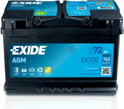Autobaterie Exide Start-Stop AGM, 12V, 72Ah, 760A, EK720