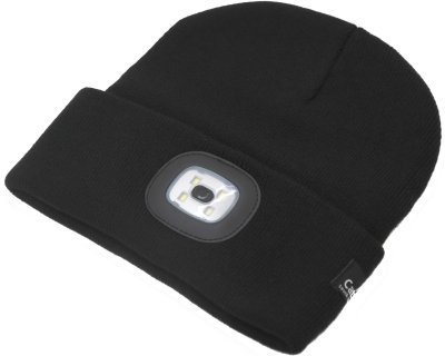 Čepice BLACK s LED svítilnou USB nabíjení Cattara