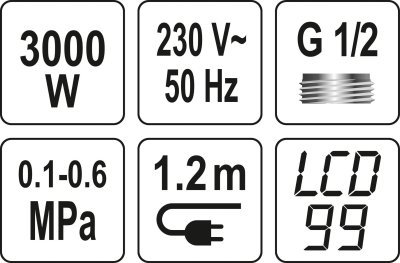 Baterie nástěnná s ohřevem vody a sprchou KATLA-4 3kW Fala TO-75924