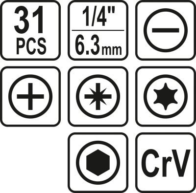 Sada bitů 1/4" 31 ks Sthor TO-66302