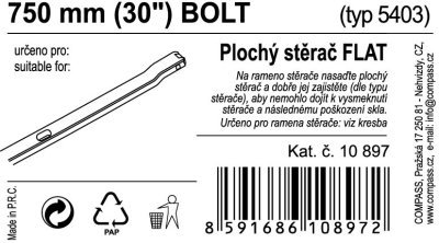 Stěrač FLAT BULK (BOLT) 30"/750mm Compass