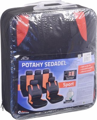 Potahy sedadel sada 9ks SPORT červené AIRBAG Compass