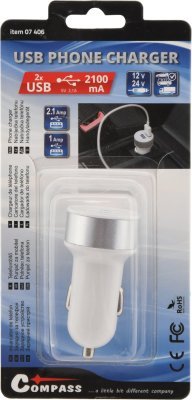 Compass zástrčka 2xusb 12-24v 5v/2100ma