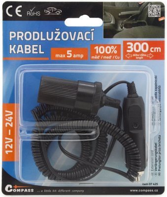 Compass prodlužovací kabel 12/24v 5a 3m