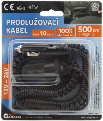 Compass prodlužovací kabel 12/24v 10a 5m