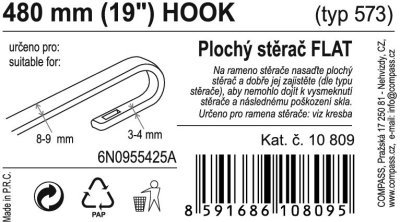 Stěrač FLAT BULK (HOOK) 19"/480mm Compass