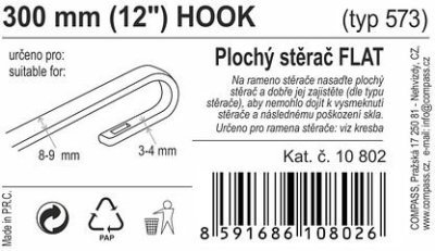 Stěrač FLAT BULK (HOOK) 12"/300mm Compass