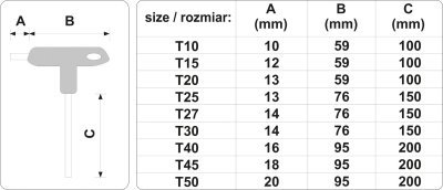 Vorel sada klíčů TORX "T" 9 ks