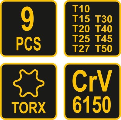 Vorel sada klíčů TORX "T" 9 ks