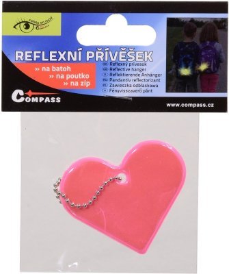 Compass přívěšek reflexní srdce - růžový