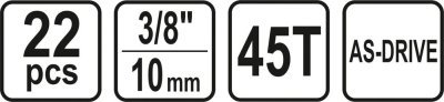 Sada nářadí gola 3/8" Sthor 22 kusů