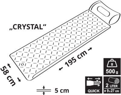 Karimatka nafukovací Cattara CRYSTAL 195x58x5cm šedá