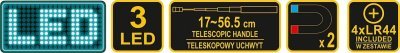 Držák magnetický ohebný teleskopický Vorel s LED světlem 565mm