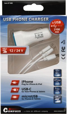 Compass nabíječka telefonu USB 3in1