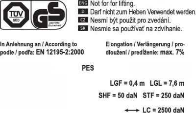 Compass popruh s ráčnou a háky 5t 8m tüv/gs