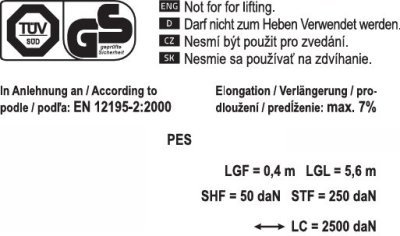 Compass popruh s ráčnou a háky 5t 6m tüv/gs