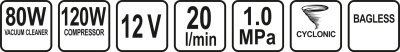 Vysavač s kompresorem 80W Sthor TO-82953