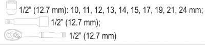 Gola sada STHOR 1/2" 12 ks Sthor TO-58633